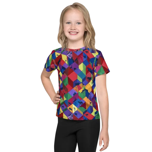 Prismatic Safari on a Kids Crew Neck T-Shirt