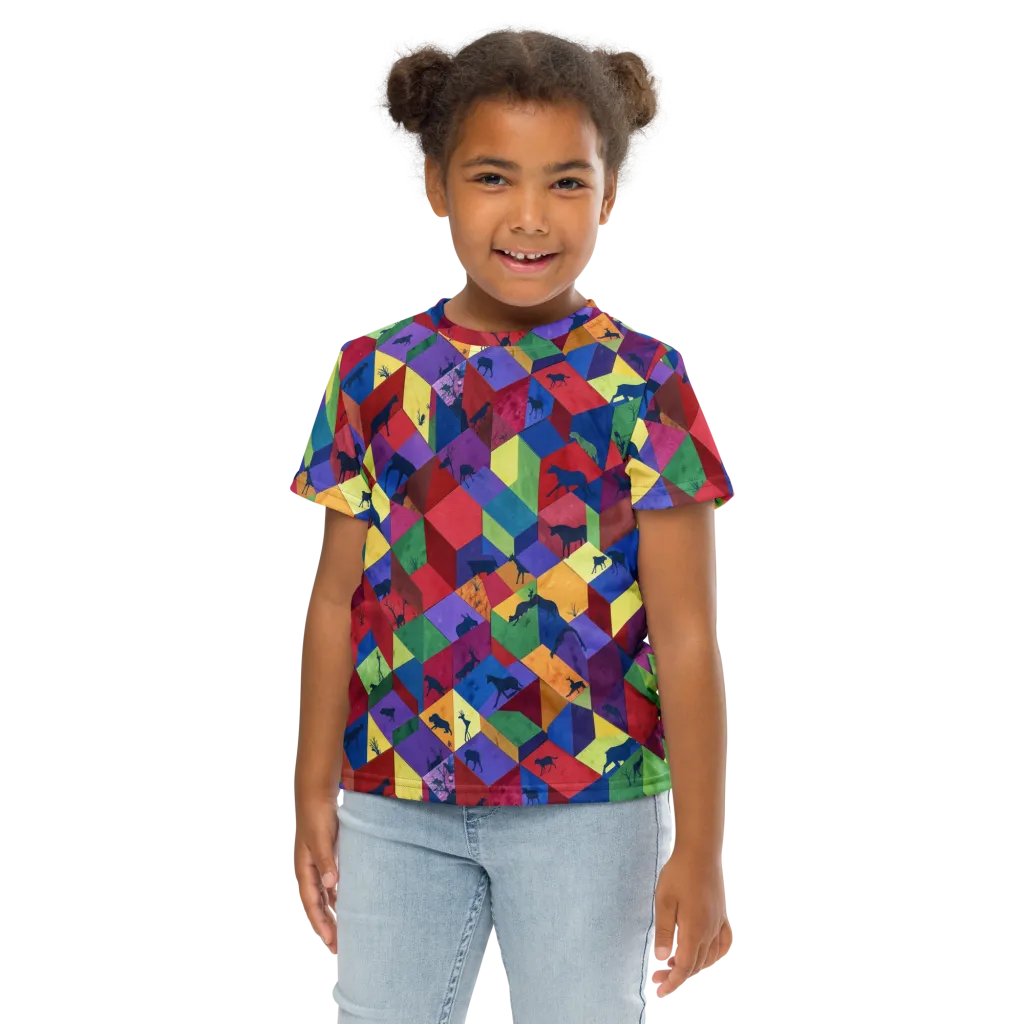 Prismatic Safari on Kids Crew Neck T-Shirt — Front