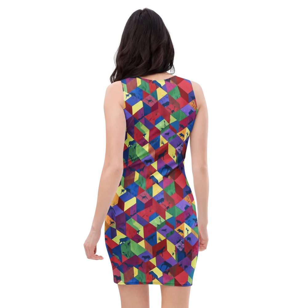 Prismatic Safari on Bodycon Dress — Back