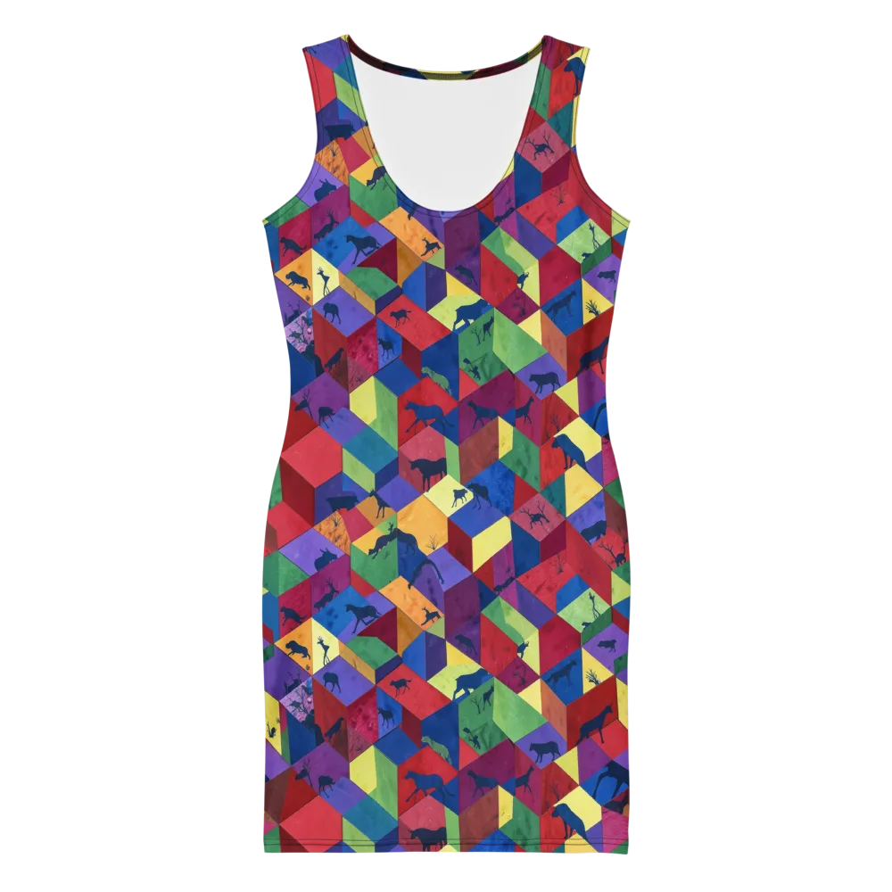 Prismatic Safari on Bodycon Dress — Front