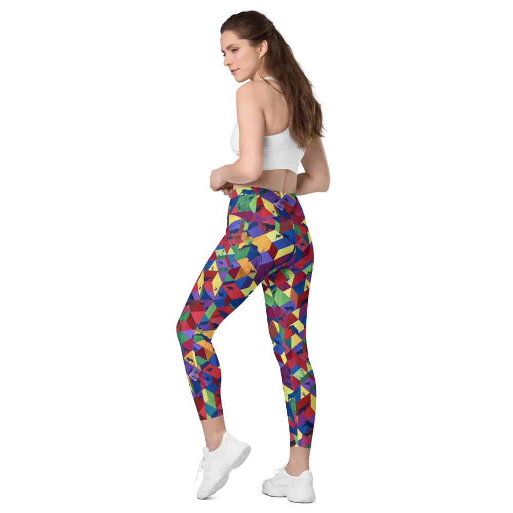 Prismatic Safari on Leggings with Pockets — Left Back