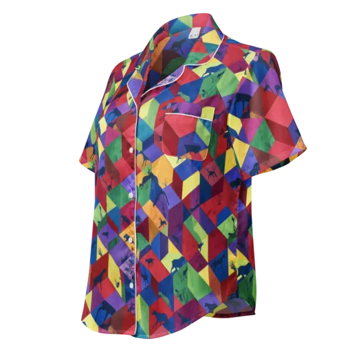 Prismatic Safari on a Women's Short Sleeve Pajama Top
