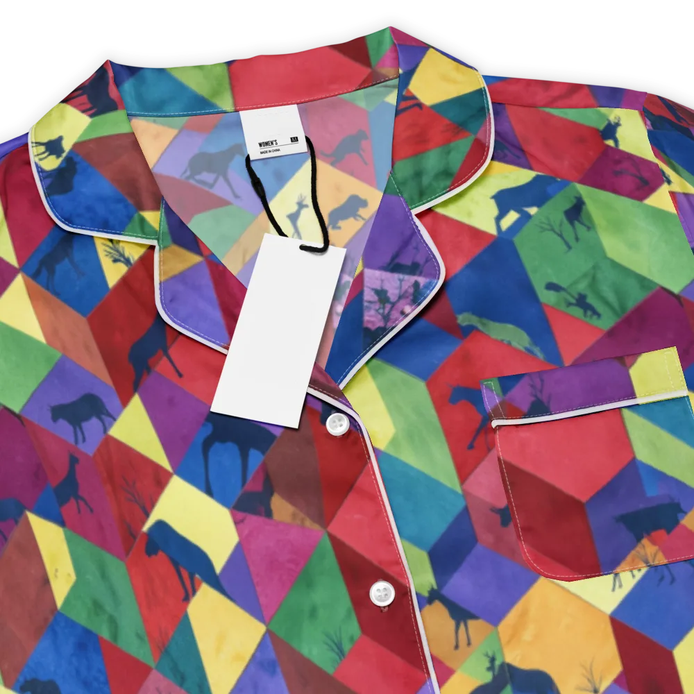 Prismatic Safari on Women's Short Sleeve Pajama Top — Product details