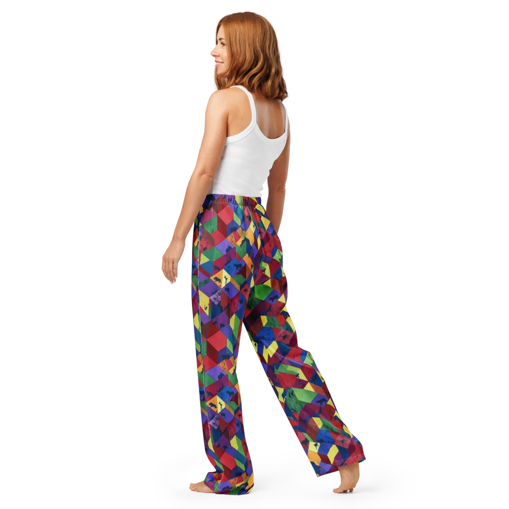 Prismatic Safari on Women's Pajama Pants — Back