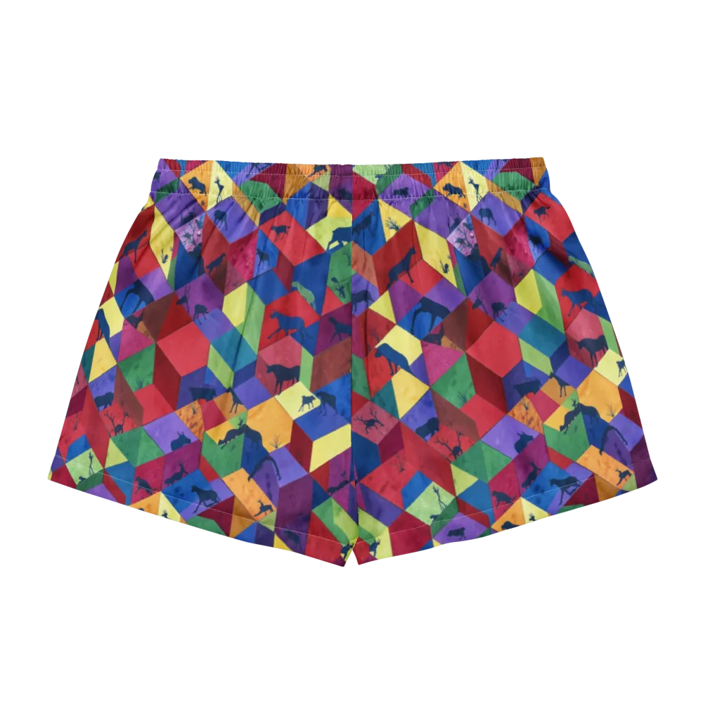 Prismatic Safari on Women's Pajama Shorts — Back