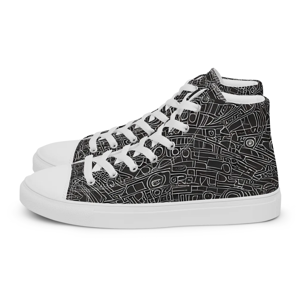 Blackline Mechanism on Men's High Top Canvas Shoes — Left