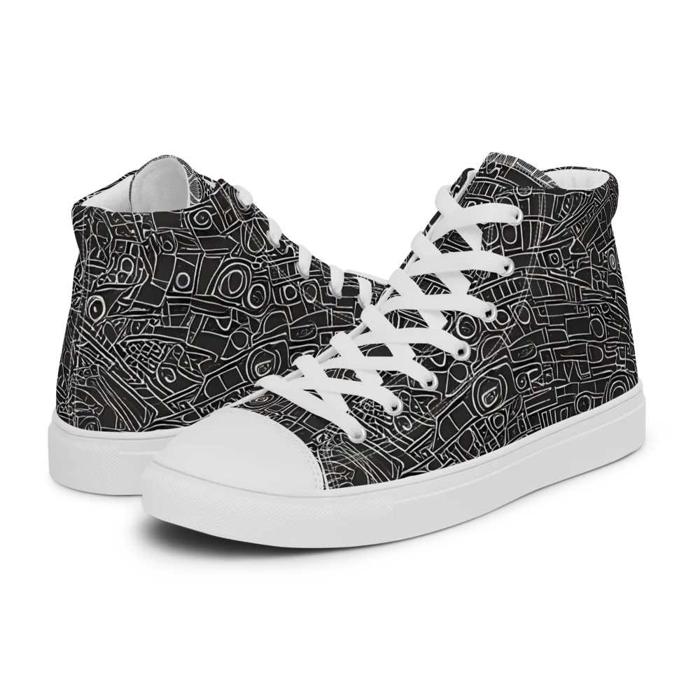 Blackline Mechanism on Men's High Top Canvas Shoes — Left