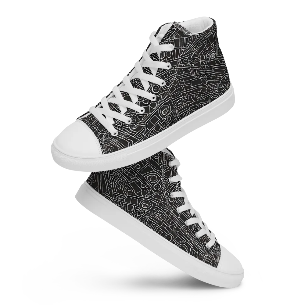 Blackline Mechanism on Men's High Top Canvas Shoes — Front