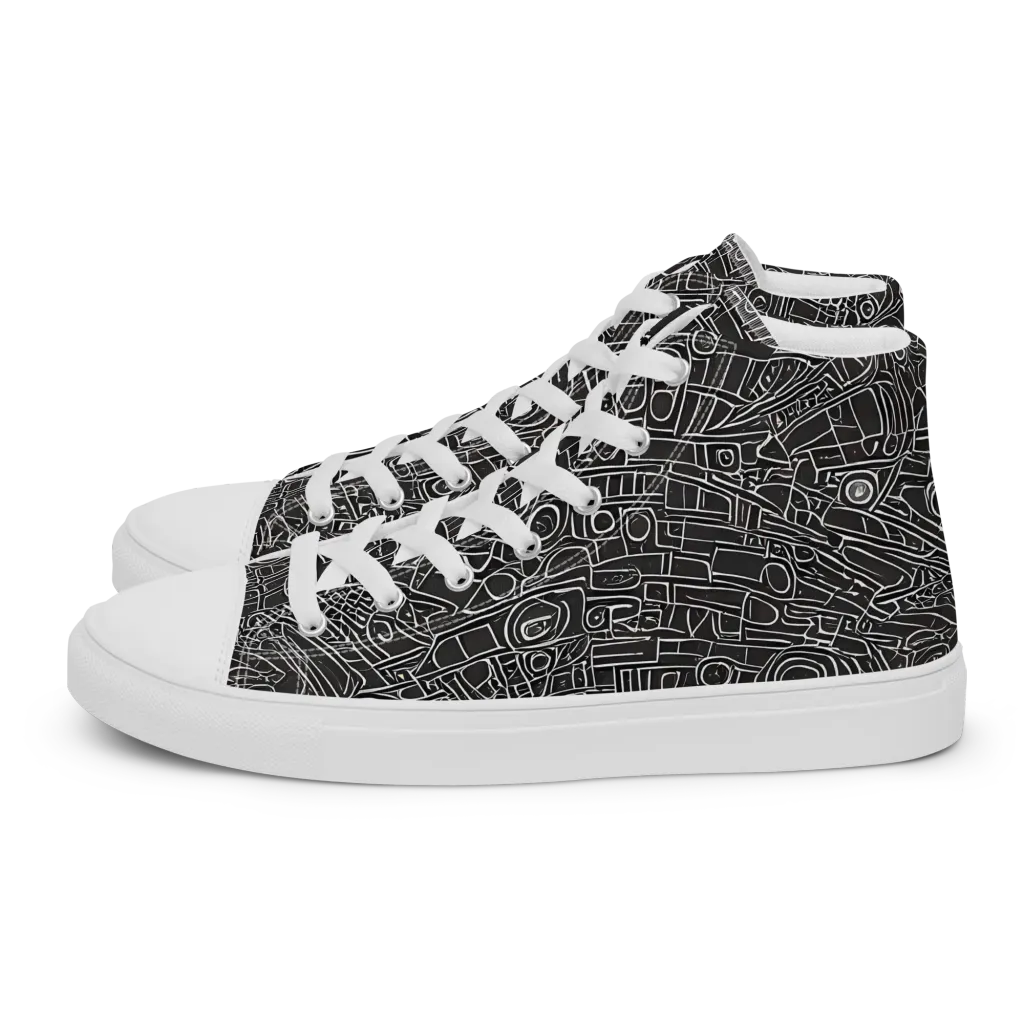 Blackline Mechanism on Women's High Top Canvas Shoes — Left