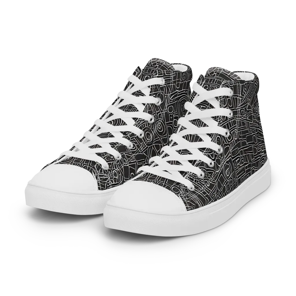 Blackline Mechanism on Women's High Top Canvas Shoes — Left Front