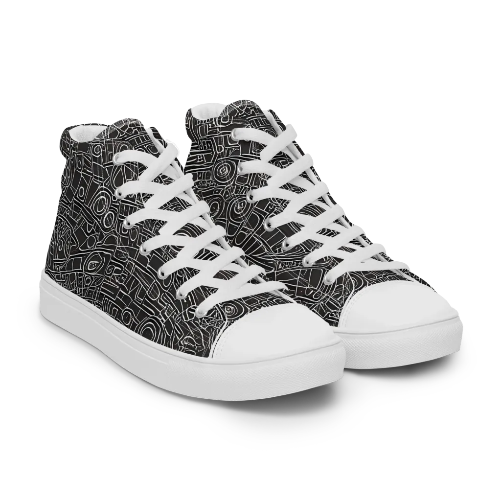 Blackline Mechanism on Women's High Top Canvas Shoes — Right Front