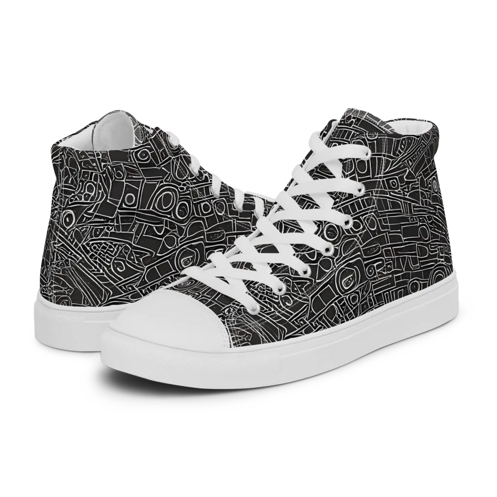 Blackline Mechanism on Women's High Top Canvas Shoes — Left