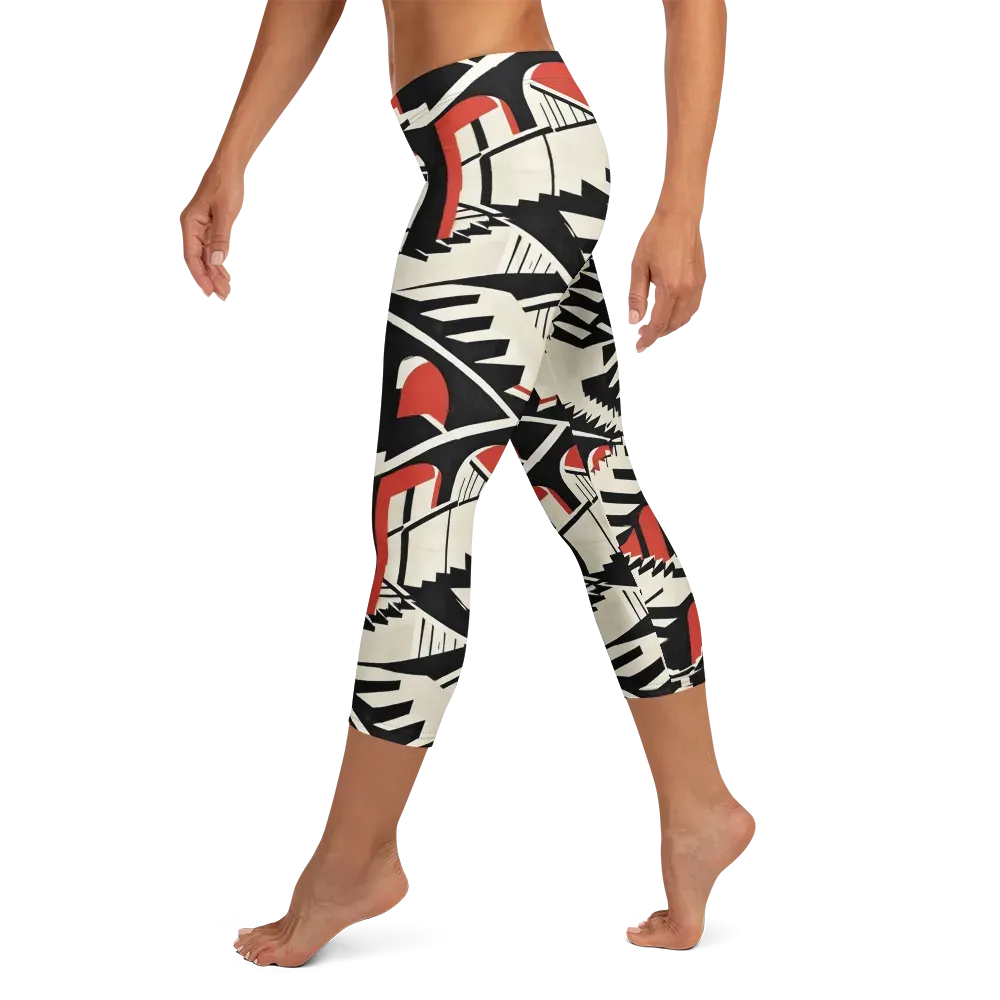 Brutalist Labyrinth on Capri Leggings — Left