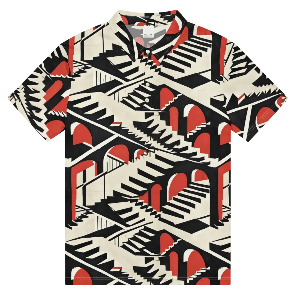 Brutalist Labyrinth on Men's Slim Fit Polo Shirt — Front