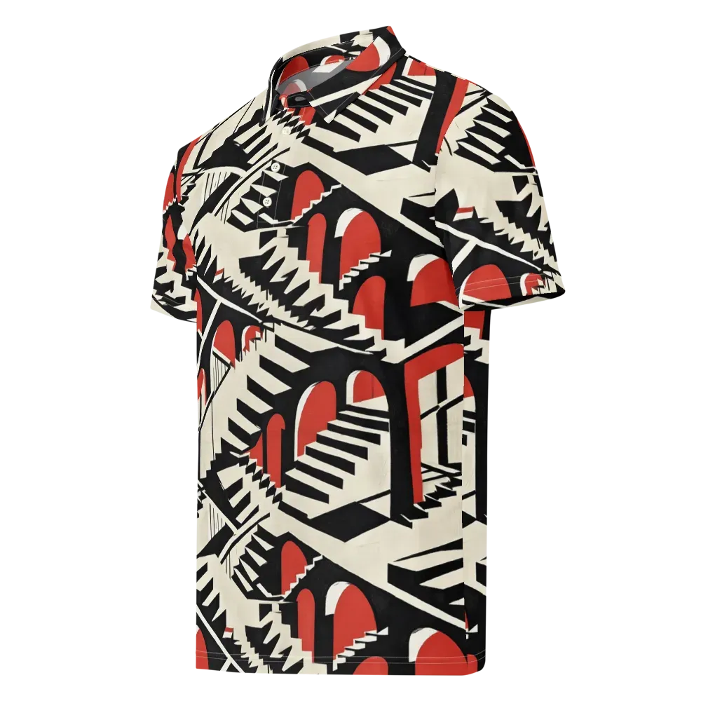 Brutalist Labyrinth on Men's Slim Fit Polo Shirt — Left Front