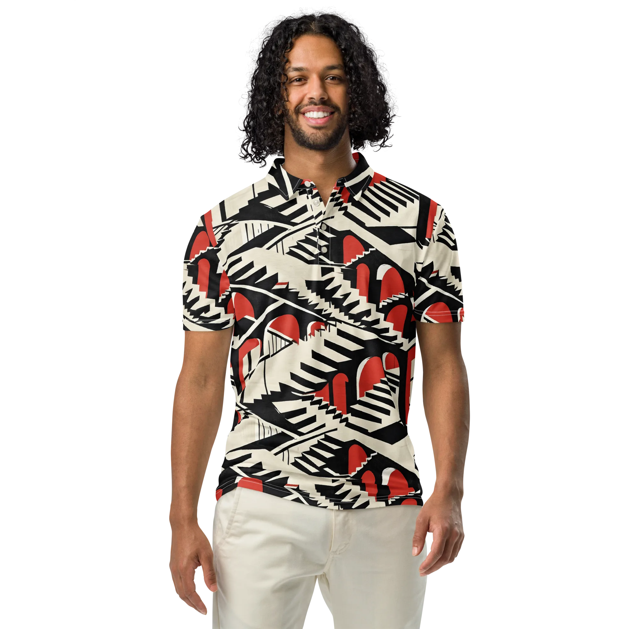 Brutalist Labyrinth on Men's Slim Fit Polo Shirt — Front
