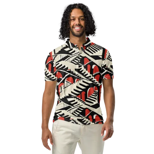 Brutalist Labyrinth on a Men's Slim Fit Polo Shirt
