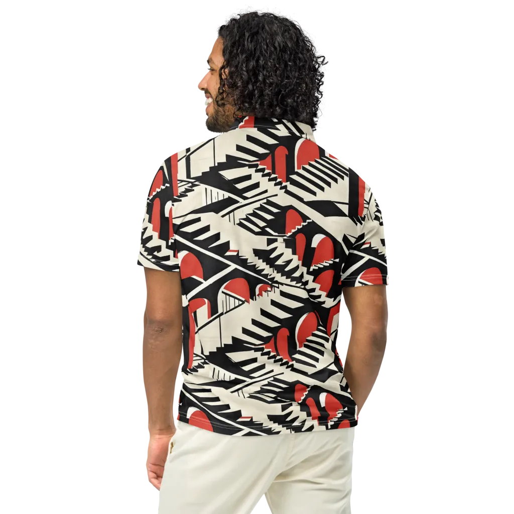 Brutalist Labyrinth on Men's Slim Fit Polo Shirt — Back