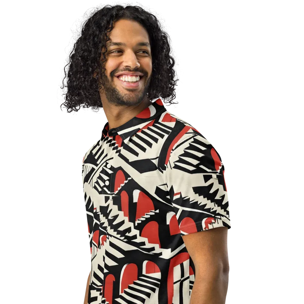 Brutalist Labyrinth on Men's Slim Fit Polo Shirt — Left Front