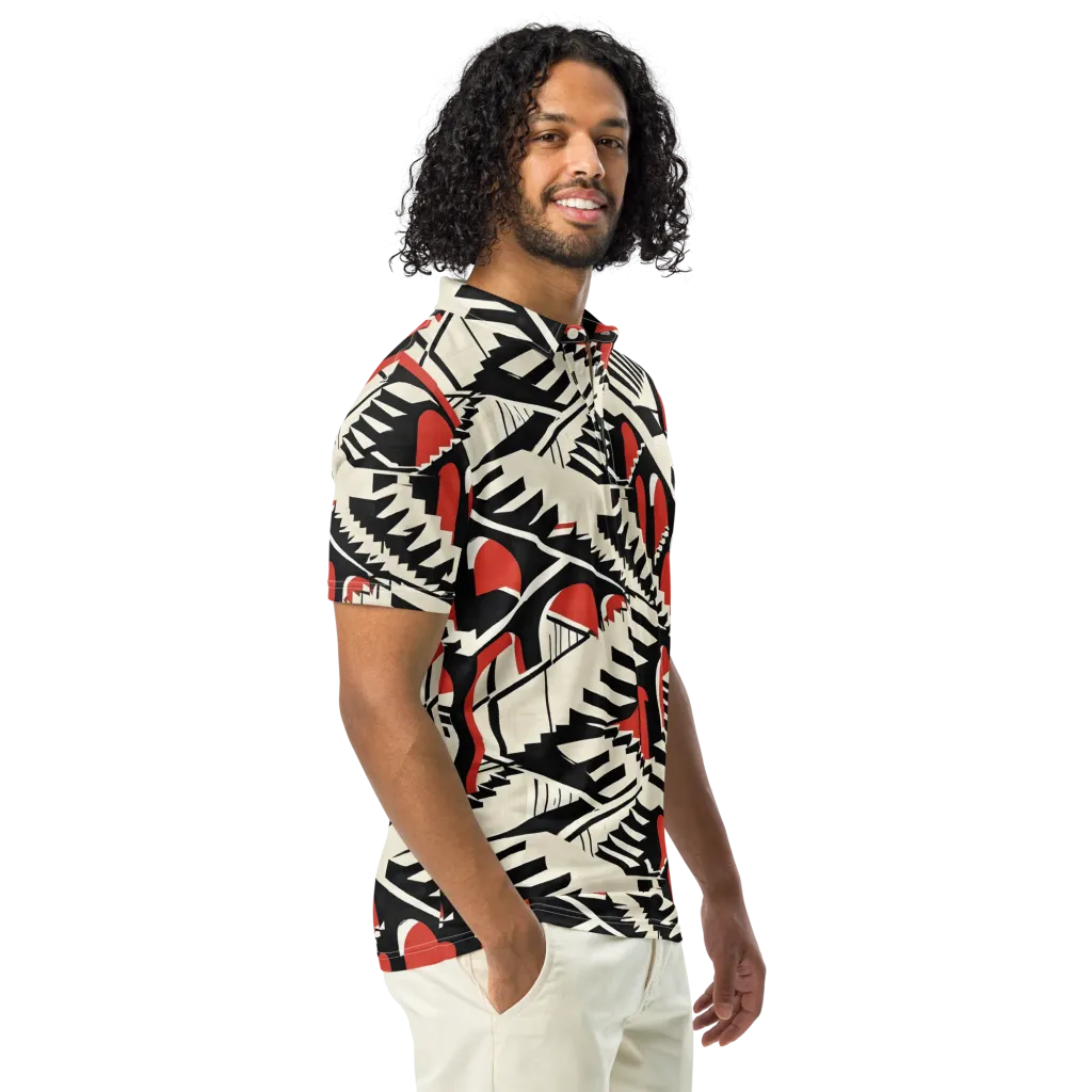 Brutalist Labyrinth on Men's Slim Fit Polo Shirt — Right Front