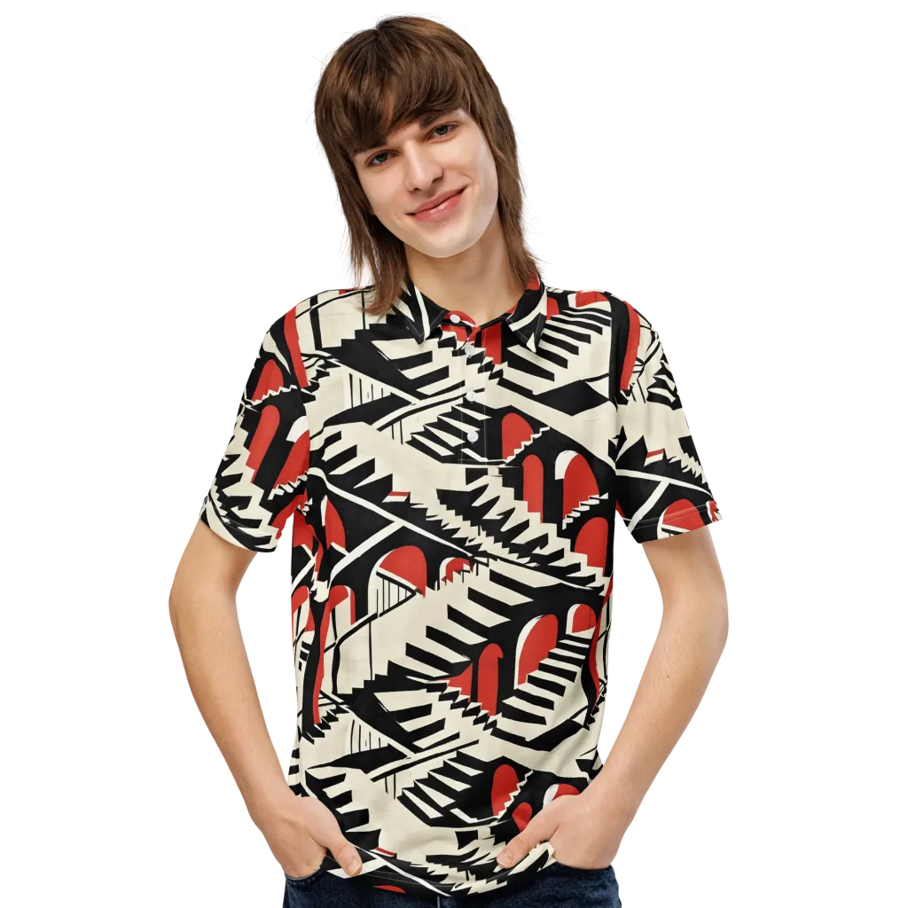 Brutalist Labyrinth on Men's Slim Fit Polo Shirt — Front