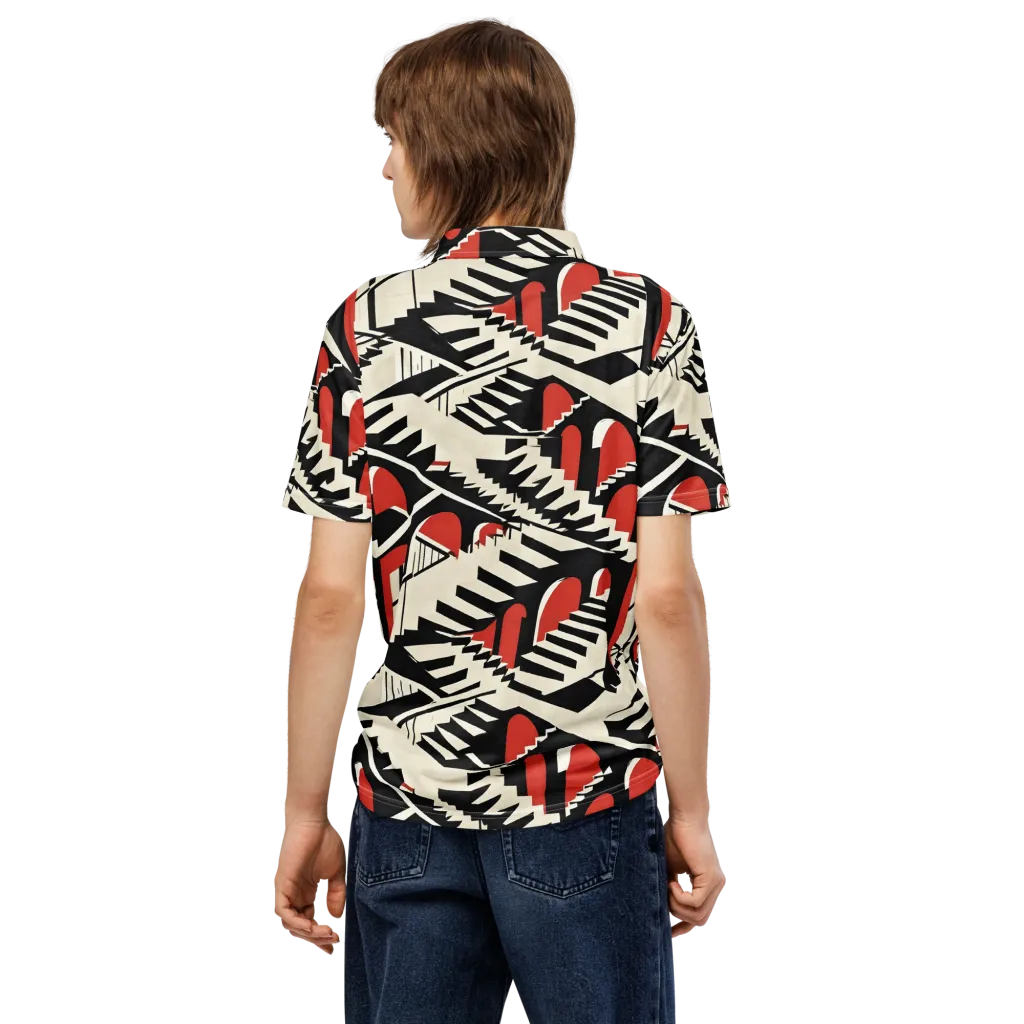 Brutalist Labyrinth on Men's Slim Fit Polo Shirt — Back