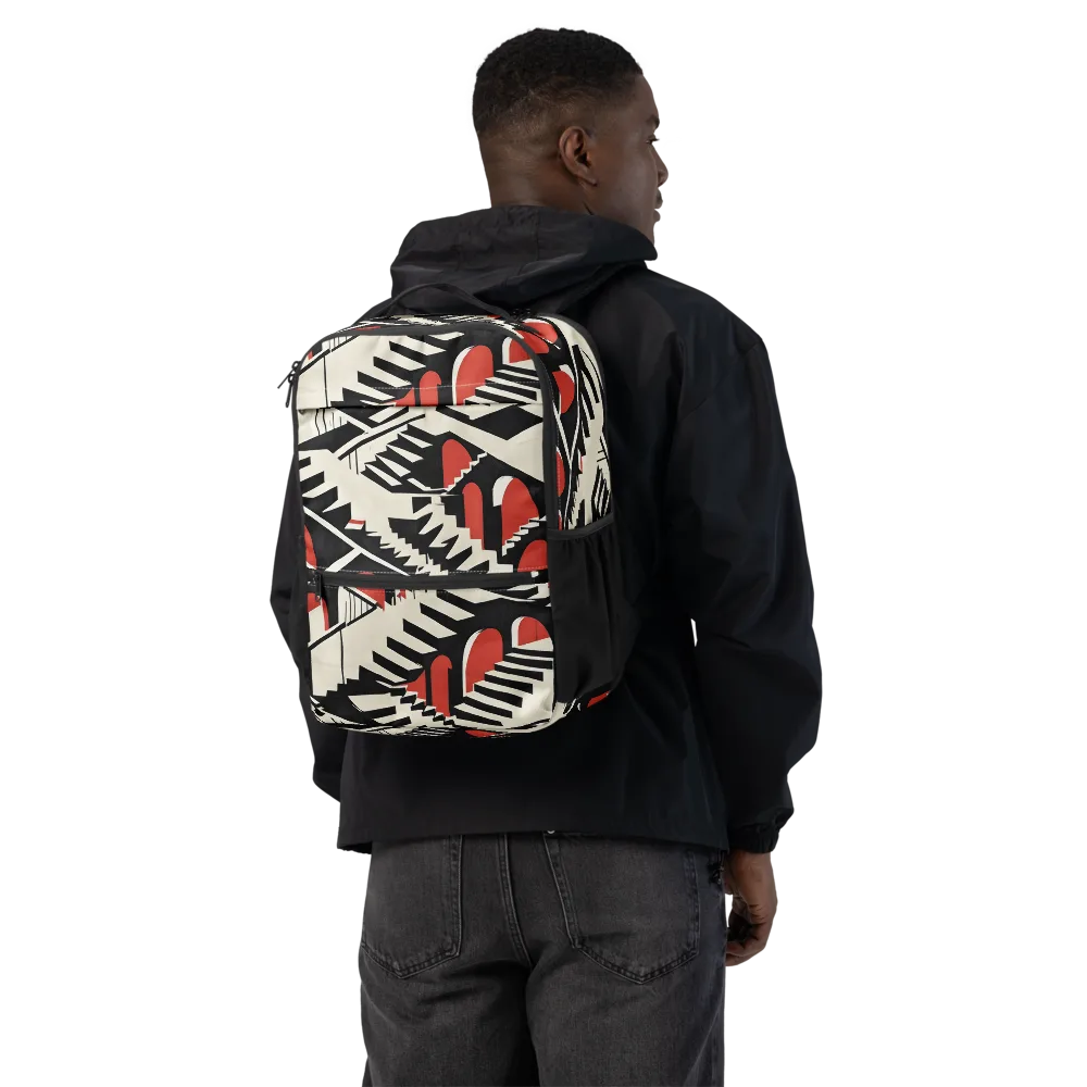 Brutalist Labyrinth on Utility Backpack — Back