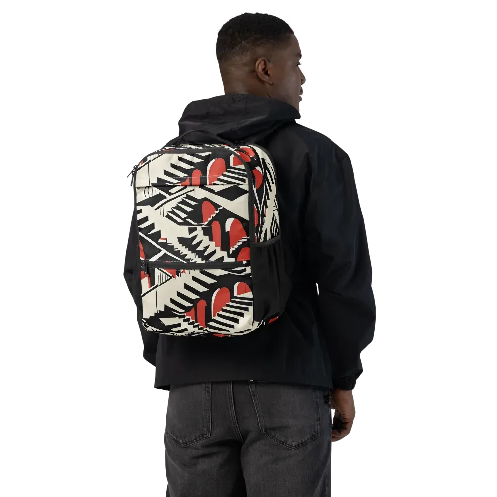 Brutalist Labyrinth on Utility Backpack — Back