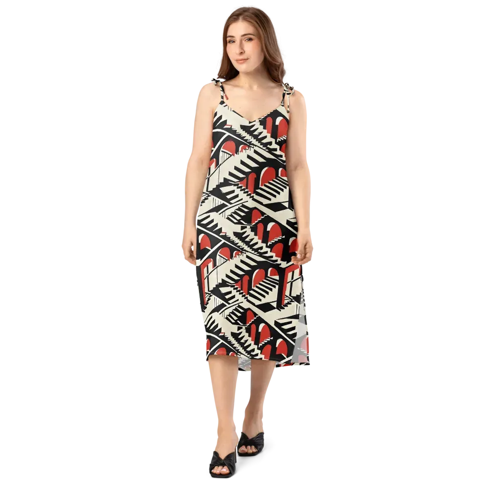 Brutalist Labyrinth on Slip Dress — Front