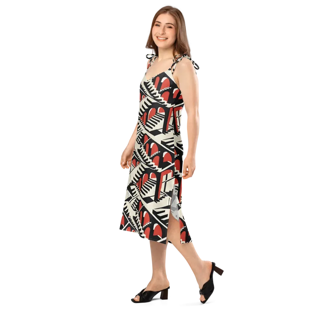 Brutalist Labyrinth on Slip Dress — Left Front