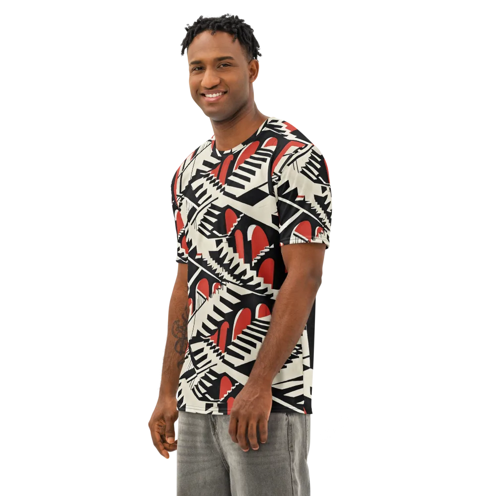 Brutalist Labyrinth on Men's Cotton Crew Neck T-Shirt — Left Front