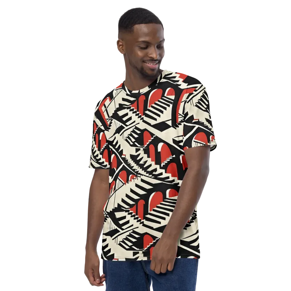 Brutalist Labyrinth on Men's Crew Neck T-Shirt — Left
