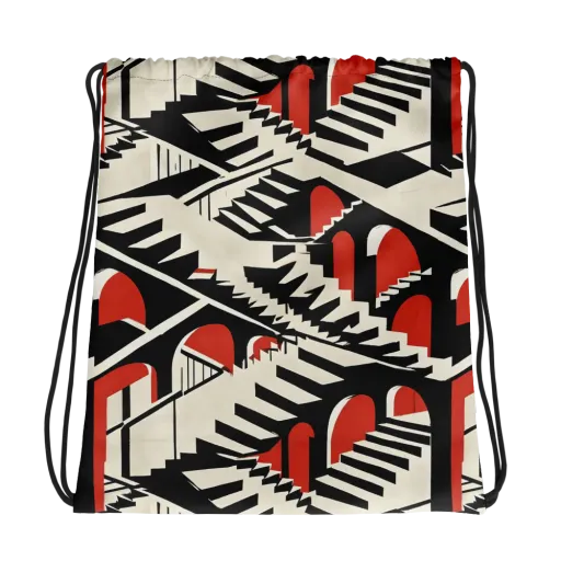 Brutalist Labyrinth on a Drawstring Bag