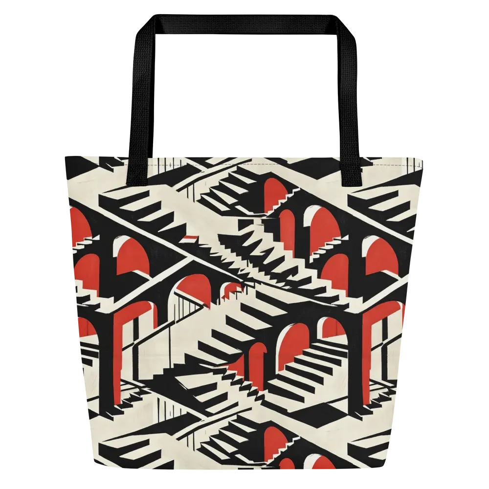 Brutalist Labyrinth on Large Tote Bag W/ Pocket — Front