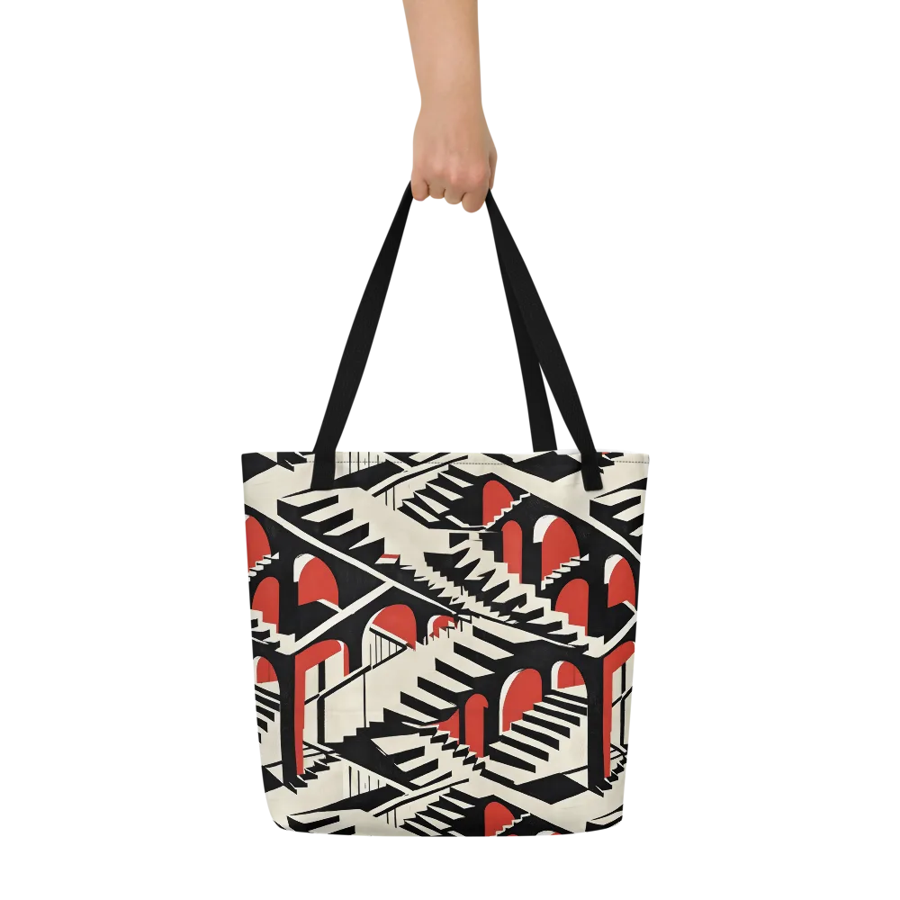 Brutalist Labyrinth on Large Tote Bag W/ Pocket — Front
