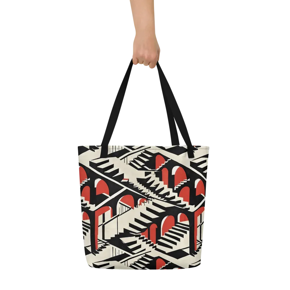 Brutalist Labyrinth on Large Tote Bag W/ Pocket — Front