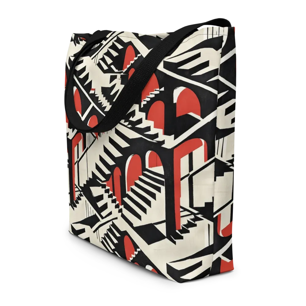 Brutalist Labyrinth on Large Tote Bag W/ Pocket — Front