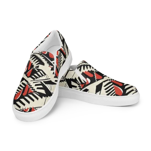 Brutalist Labyrinth on a Women's Slip-On Canvas Shoes