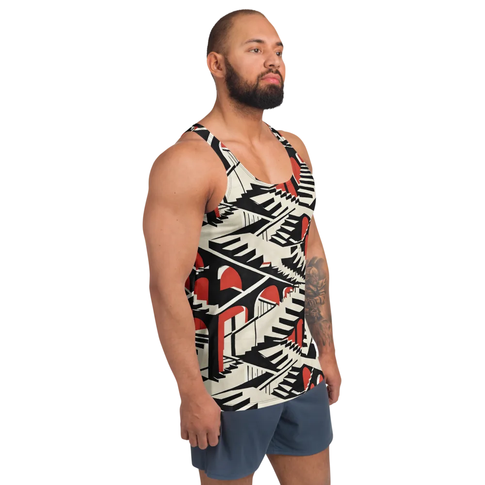 Brutalist Labyrinth on Men's Tank Top — Right Front