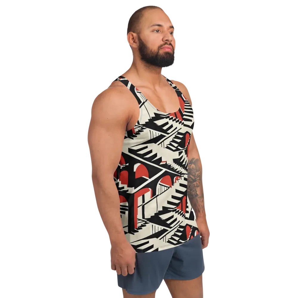 Brutalist Labyrinth on Men's Tank Top — Right Front