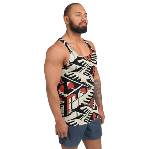 Brutalist Labyrinth on a Men's Tank Top