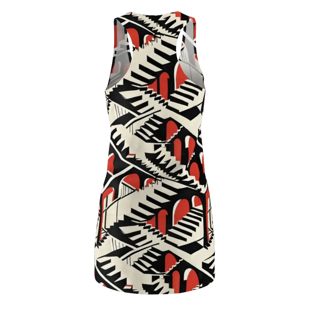 Brutalist Labyrinth on Racerback Dress — Back