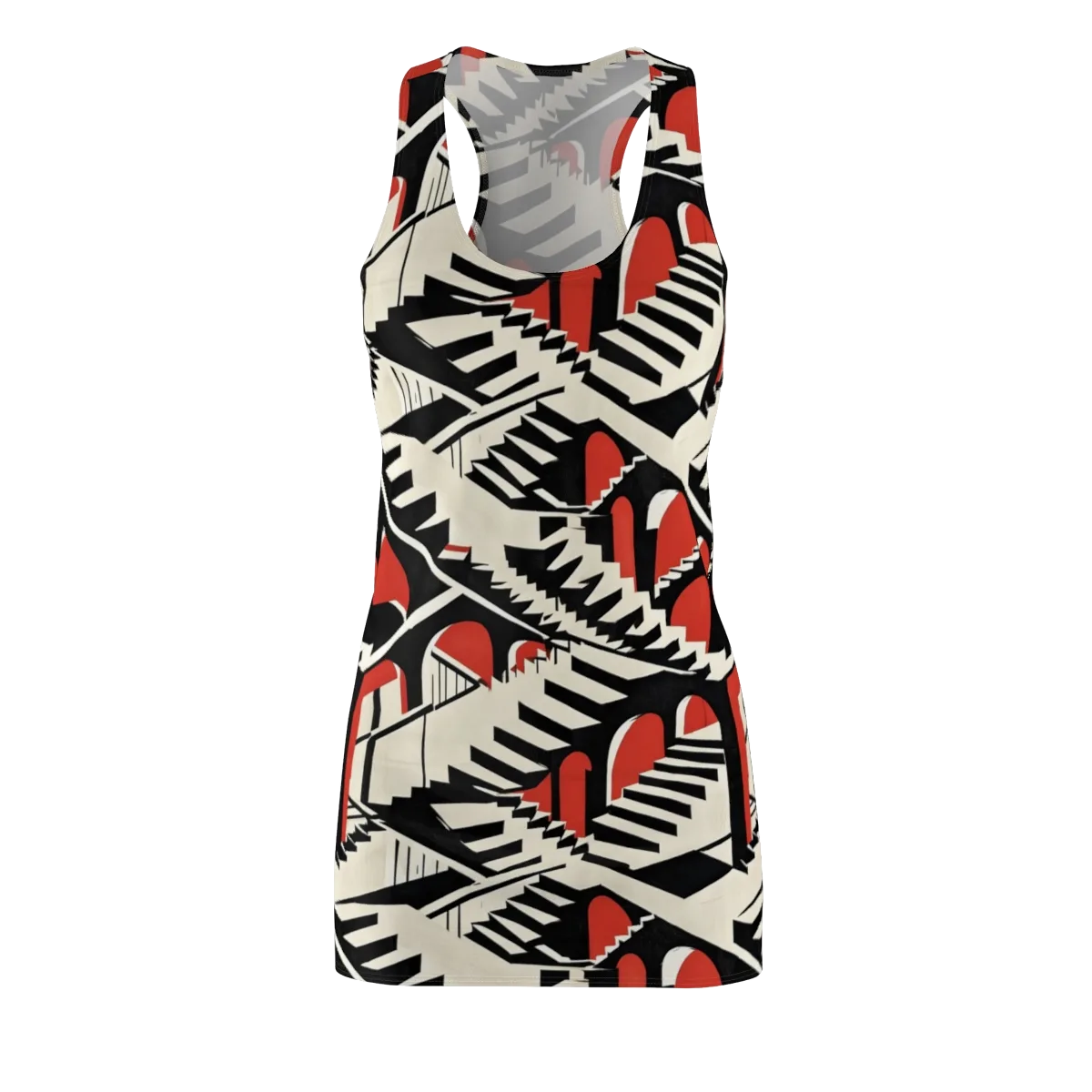 Brutalist Labyrinth on Racerback Dress — Front
