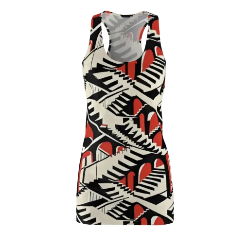 Brutalist Labyrinth on a Racerback Dress