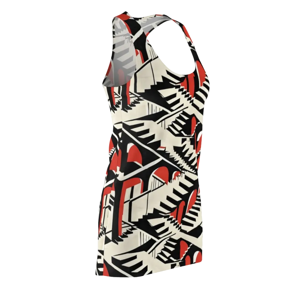Brutalist Labyrinth on Racerback Dress — Front Side