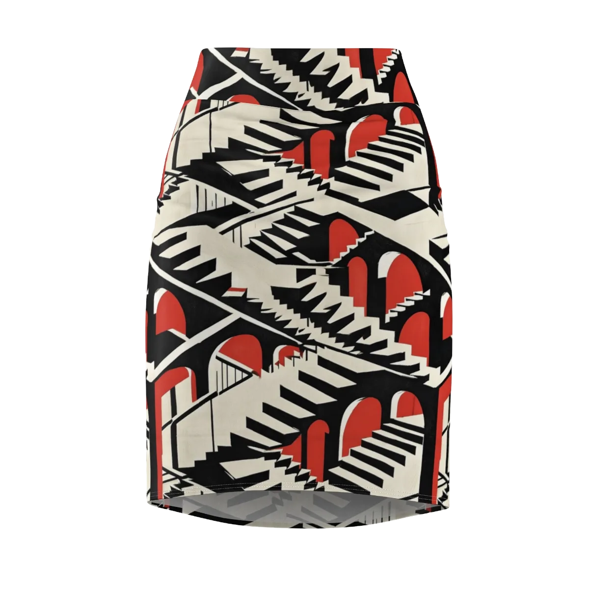 Brutalist Labyrinth on Pencil Skirt — Front