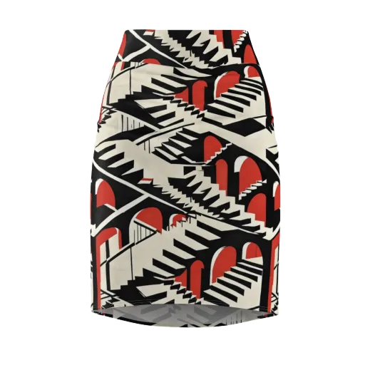 Brutalist Labyrinth on a Pencil Skirt