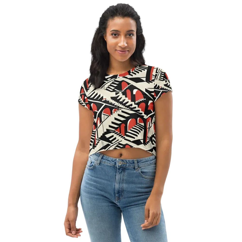 Brutalist Labyrinth on Crop Tee — Front