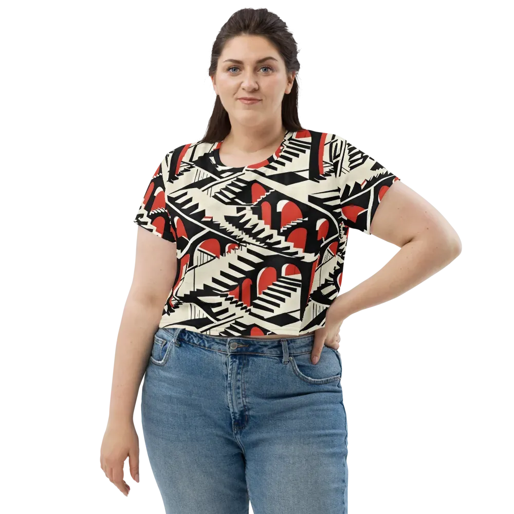 Brutalist Labyrinth on Crop Tee — Front