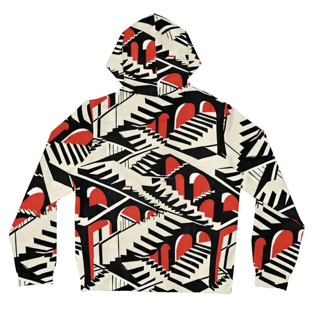 Brutalist Labyrinth on Women's Full-Zip Hoodie — Back